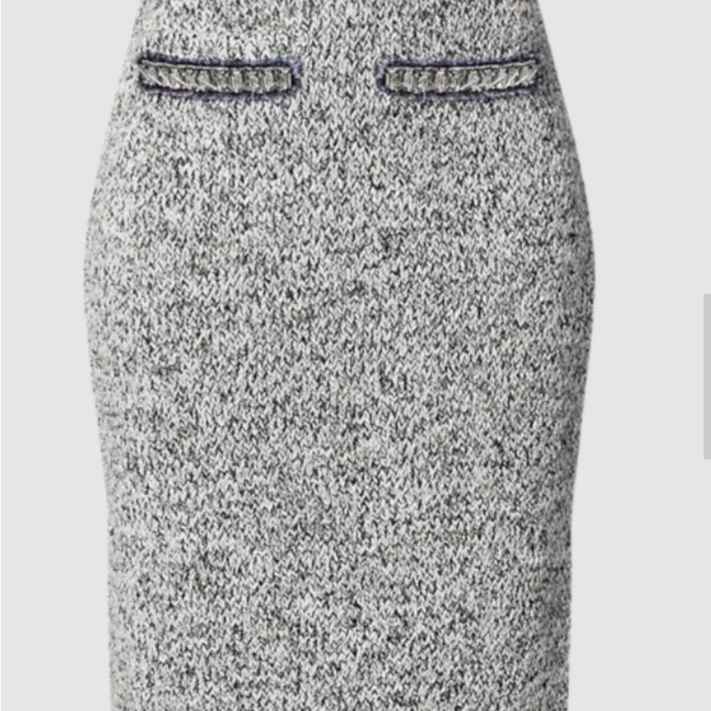 Louis Vuitton Rhinestone Trim Tweed-Effect Knit Skirt. New W/O Tags